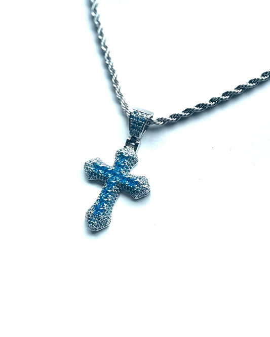 Zirkonia Kreuzanhänger + Halskette