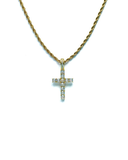 925 Sterling Silber Zirkonia Kreuz Anhänger + Halskette