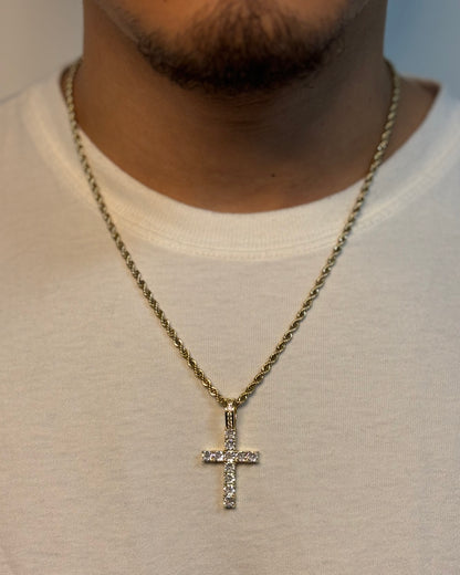 925 Sterling Silber Zirkonia Kreuz Anhänger + Halskette