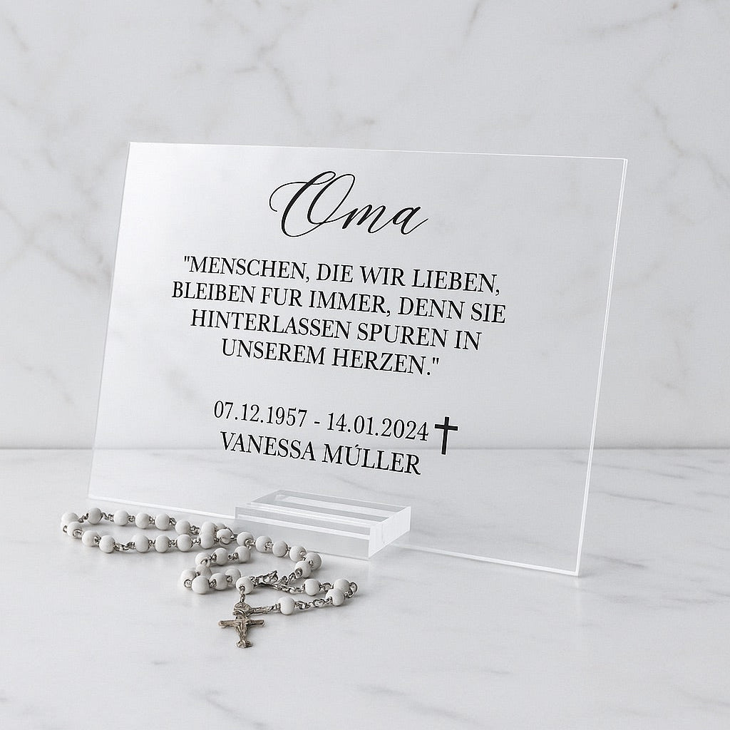 Personalisiertes Schild Eckform Transparent mit Halterung