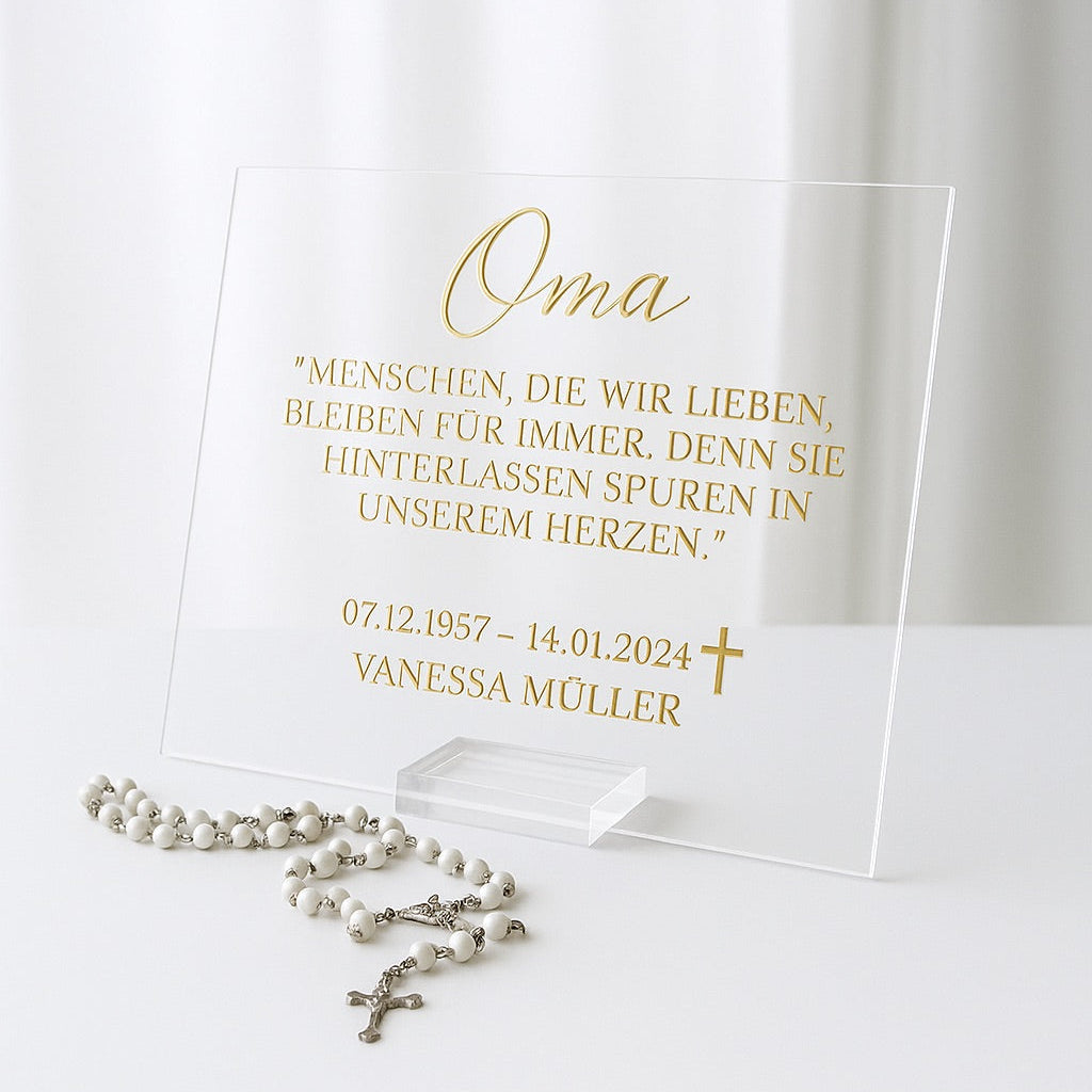 Personalisiertes Schild Eckform Transparent mit Halterung
