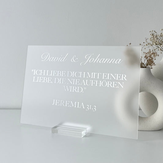Personalisiertes Schild Eckform Matt mit Halterung